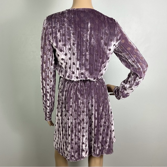 NEW HOUSE OF HOLLAND PURPLE VELVET POLKA DOT WRAP MINI DRESS - Picture 7 of 8